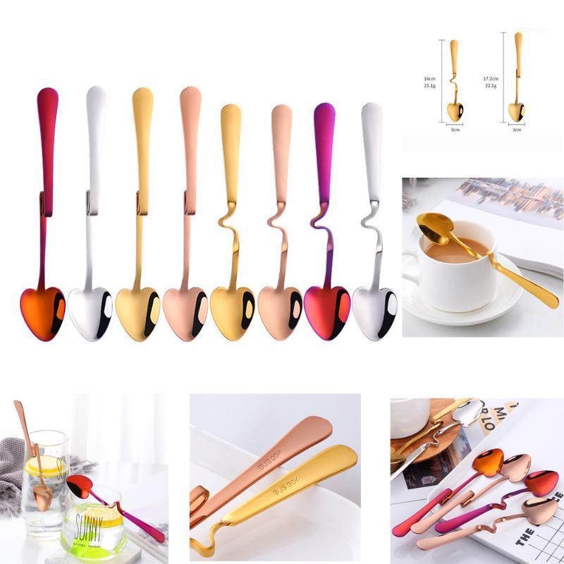 

Cute Heart Shaped Coffee Spoon Stainless Steel Spoon Cup Hanging Spoons Dessert Snack Scoop Ice Cream Mini Spoons Tableware1