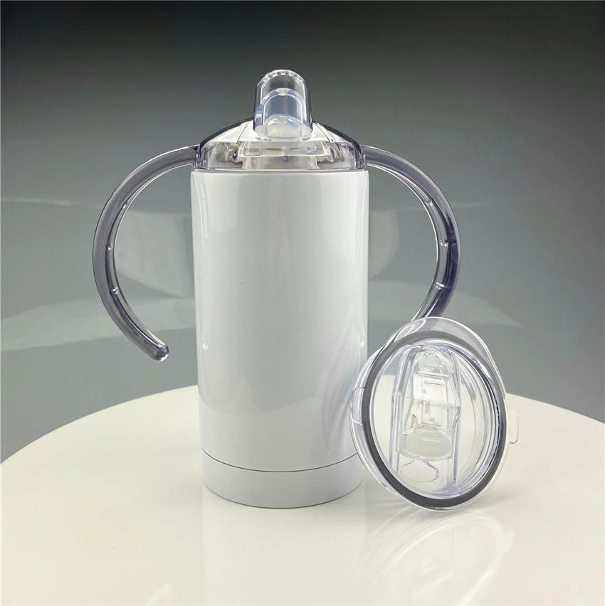 

12oz sippy cups straight sublimaton mug white baby water bottle blank stainless steel tumblers double wall vacuum insulation with handles, Customize
