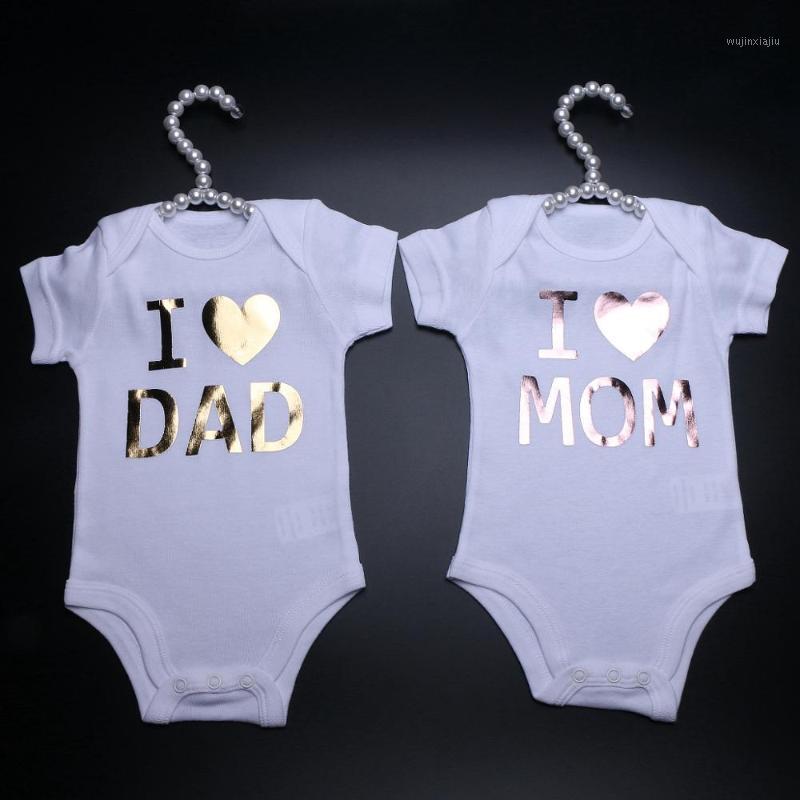 

Newborn Bodysuits I Love Dad Mom Letters Print White Onesie Short Sleeves Baby Boy Girl Bodysuits Tiny Cottons Summer Pajama1, Pink i love dad