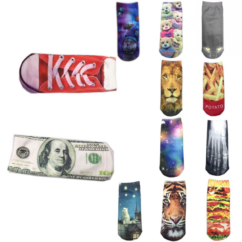 

Personality Printing Socks Fashion Cartoon Foot Socks 1 Pair Unisex Funny Kawaii Colorful Hosiery Short Creative Women, As pic