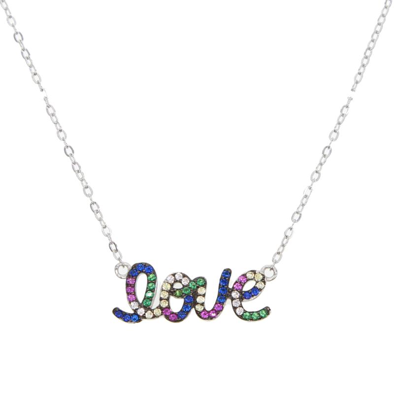 

Lovely Gift 100% 925 sterling silver "LOVE" Name Necklace Nameplate Choker Handwriting Signature Necklace For Girls