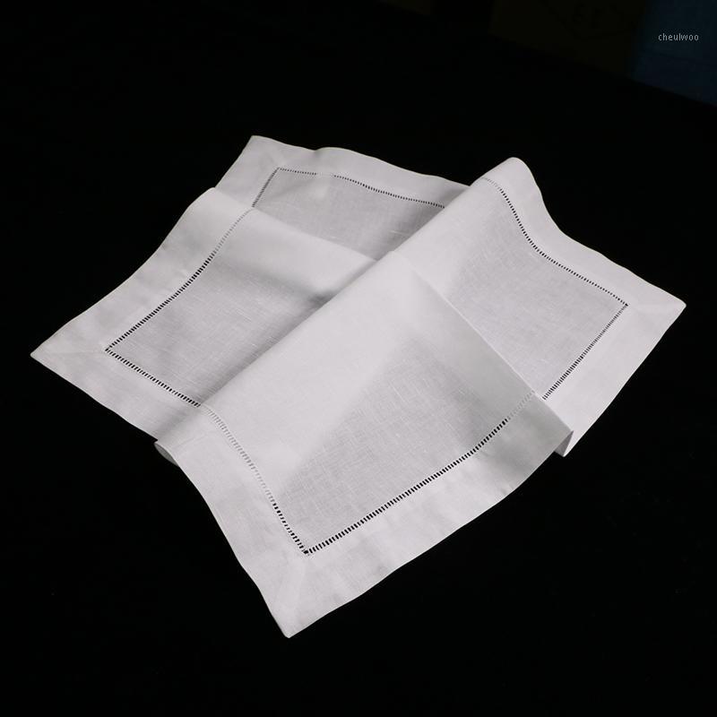 

N002-20: 120 Pieces White Hemstitch Dinner Napkins - 55/45 Linen Cotton Blend - 20" x 20" Ladder Hemstitch Cloth Dinner Napkin1