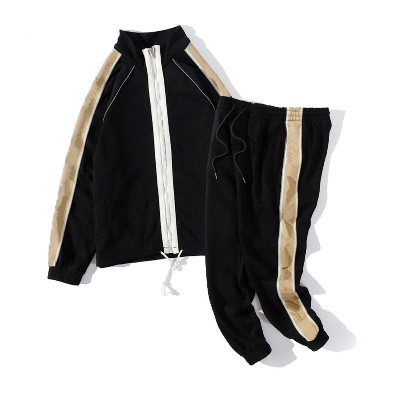 

Man Clothes Tracksuits Brand mens Sweat Suit spring Autumn Long Sleeved Two-piece Set Fall Tracksuit Jogging Jackets+pants sportswear hooded, Black