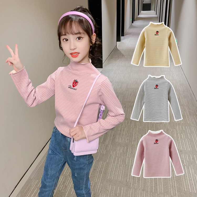 

Girls high collar bottoming shirt spring and autumn thin section children's long sleeves baby autumn winter clothes clothes foreign children, Blue