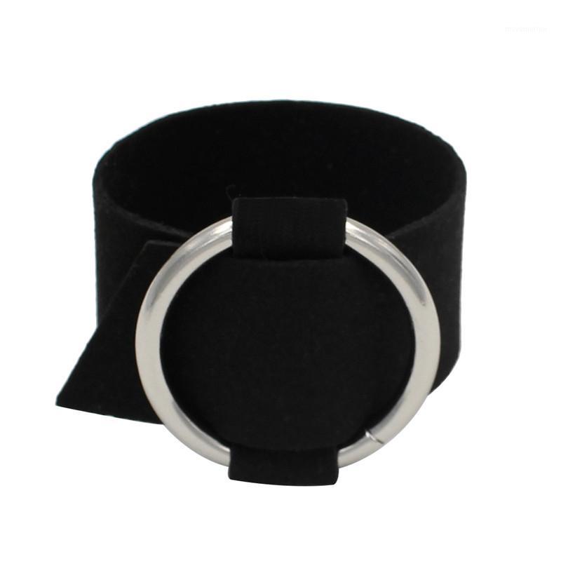 

Black Round Pu Leather Wristband Bracelet Bangles Cuff goth metal Gothic Punk Bracelets Women Men Jewelry accessories1