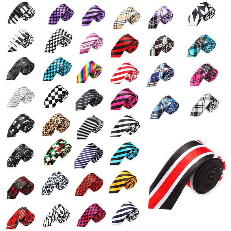 

Bow Ties Men Fashion Casual Skinny Slim Narrow Tie Formal Wedding Party Necktie, #37 (Black+White Skull)