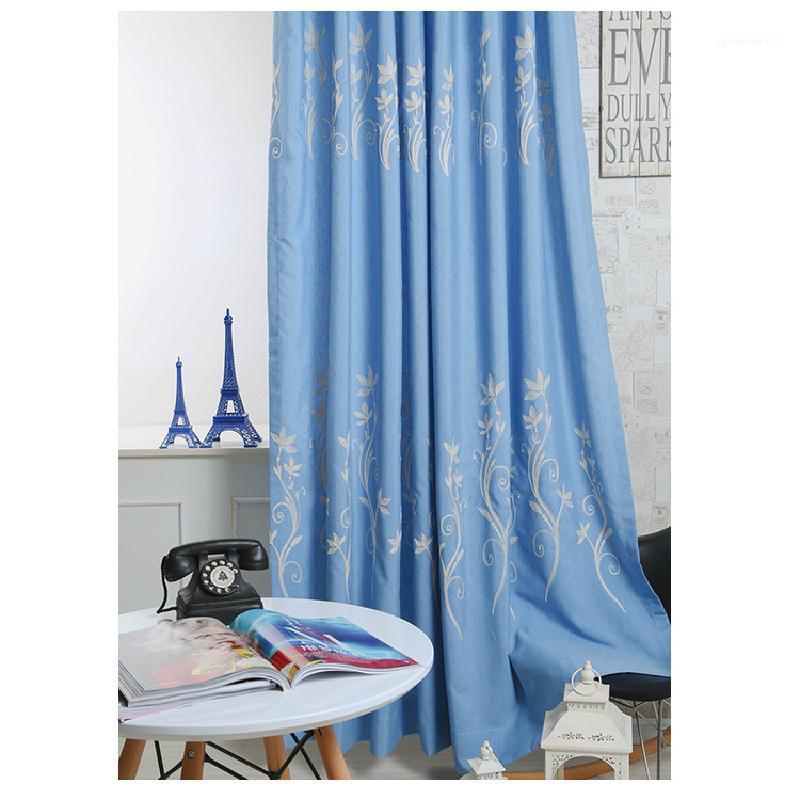 

Modern Simple Cotton Linen Dyed Embroidered Curtains for Livling Room Bedroom Chinese Style Pastoral Style Curtains Custom1, Tulle