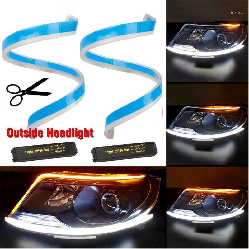 

2x Automotive LED Light Guide Bar Strip Turn Signal Switchback Indicator Daytime Running Lights Car Accessories1, As pic
