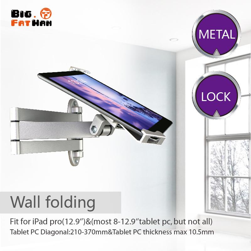 

Tablet stand wall mount Folding stretch Security with lock for 8-12.9''tablets retractable holder brace metal Anti-Theft 10.1