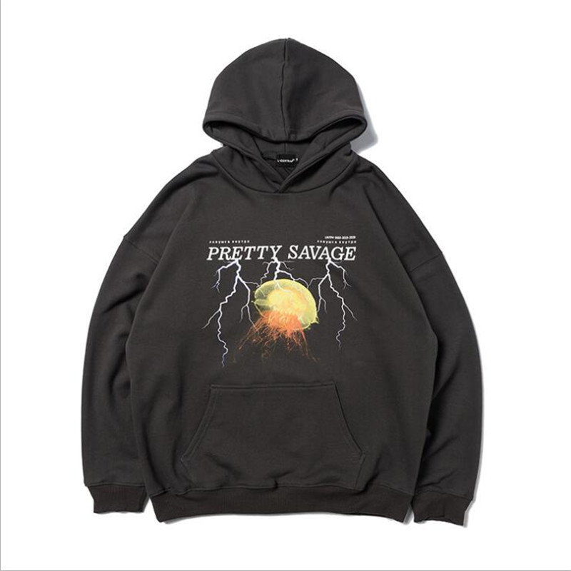 

2021 New Male Nightie Oversize Hiphop Streetwear Hoodie Autumn Winter Fleeing Hoodies Cotton Hipster Zqam, Black