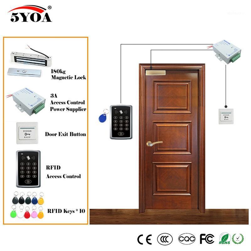 

RFID Access Control System Kit Wooden Glasses Door Set+Eletric Magnetic Lock+ID Card Keytab+Power Supplier+Exit Button1