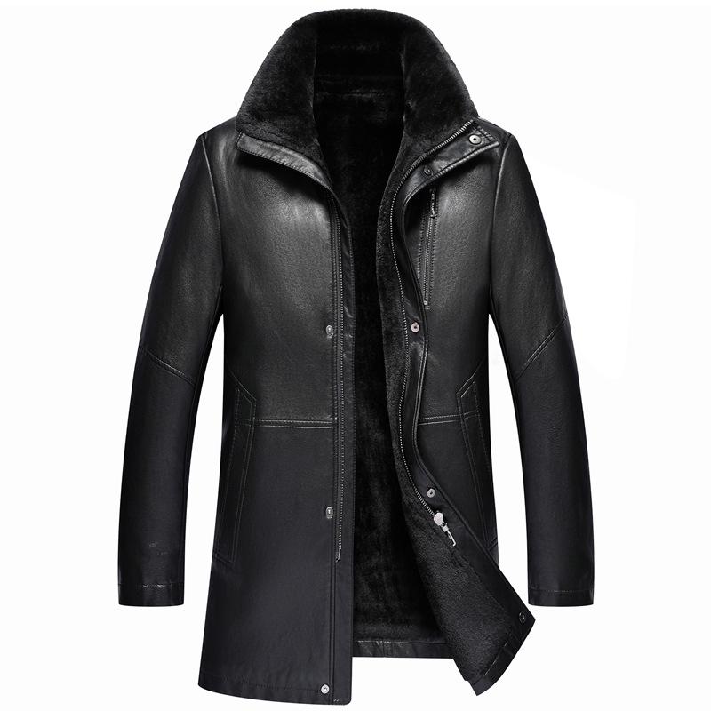 

New arrival fashion Winter Men Ecological Fur Coat Turn-down Collar Thick Casual Leather Jacket mens high quality size -3XL, 8819 green