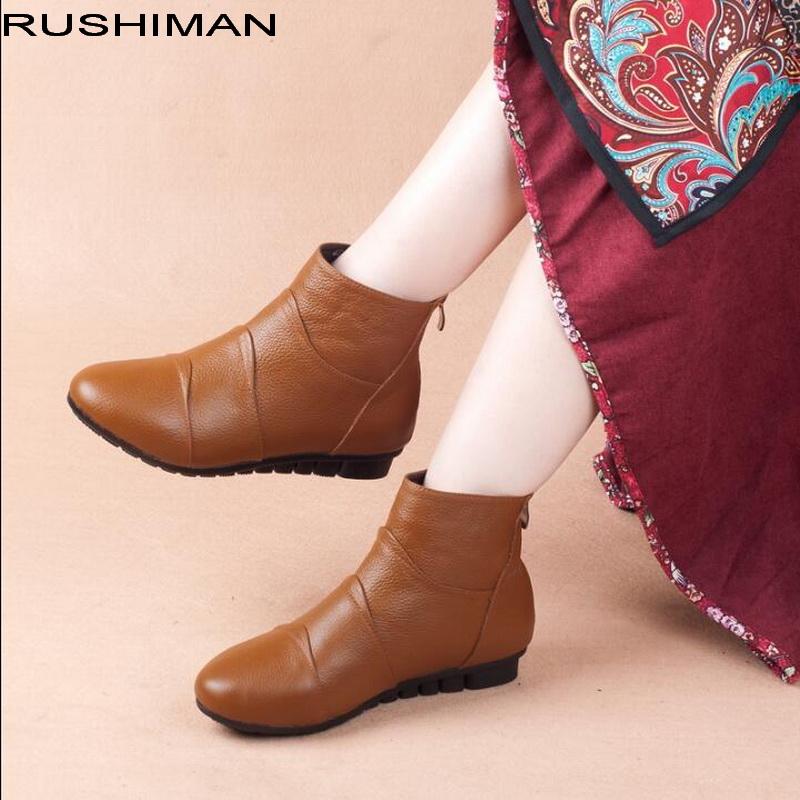 

Hot Sale Shoe snow boots new comfortable flat mother cotton shoes simple non-slip pregnant women Genuine Leather boots, Black single boots