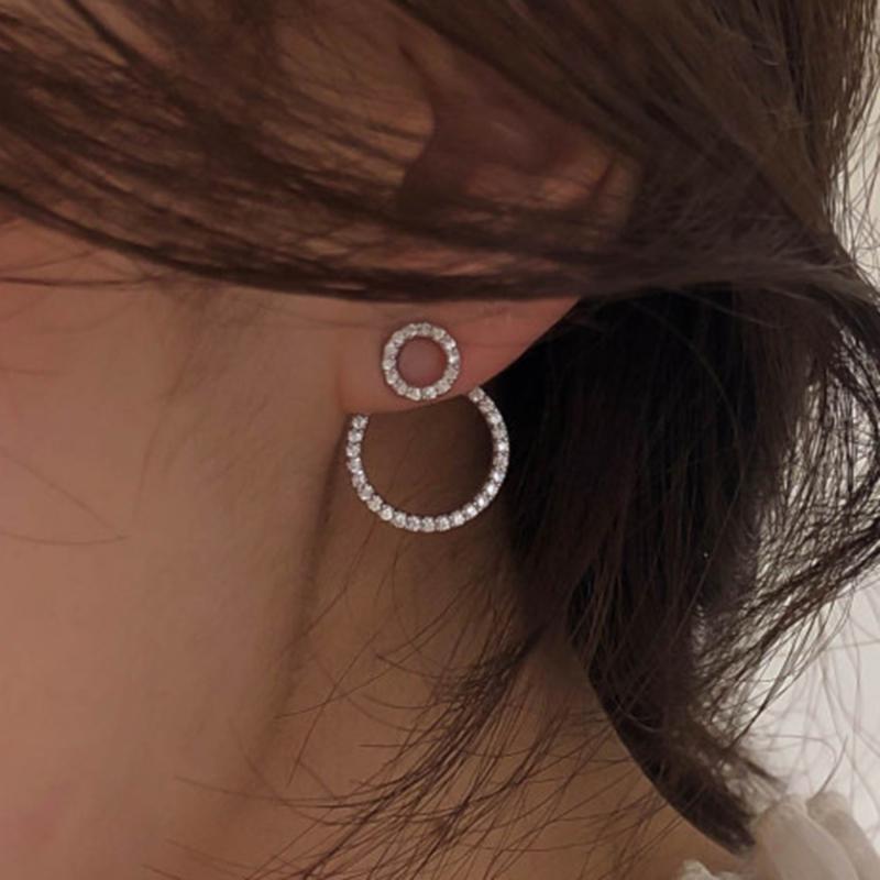 

Micro Pave Zircon Front And Back Circle Stud Earrings For Women 2021 New Jewelry Delicate Earings Wholesale