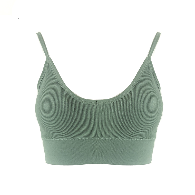 

2021 New Summer Very Sexy Backless Short Halter Top with Pillow Inside Breast Shortness Three Colors Cut Size Fits All 1CQJ, Green