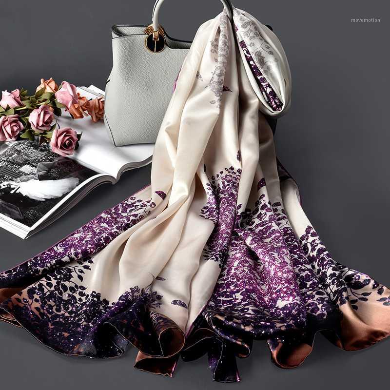 

100% Pure Silk Scarf For Women Fashion Luxury Print Shawls Wraps For Ladies Real Natural Silk Long Scarves Foulard Femme1
