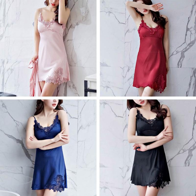 

Summer New Style Suspender Black Sexy Nightdress Women's Sleepwear Full Lace Strap Casual Dress