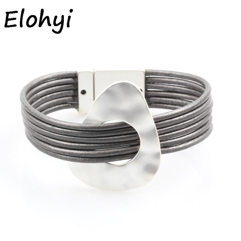 

Beaded, Strands ELOHYI Women Handmande Plait Leather Rope Bracelet&Bangles Magnet Buckle Bracelet For Elegant Design Jewelry Gifts