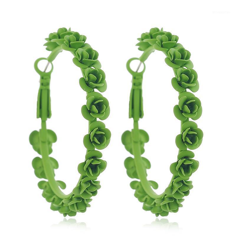 

Fashion Exaggerated Round Simple Rose Flower Metal Big Hoop Earrings for Women Girls Jewelry1