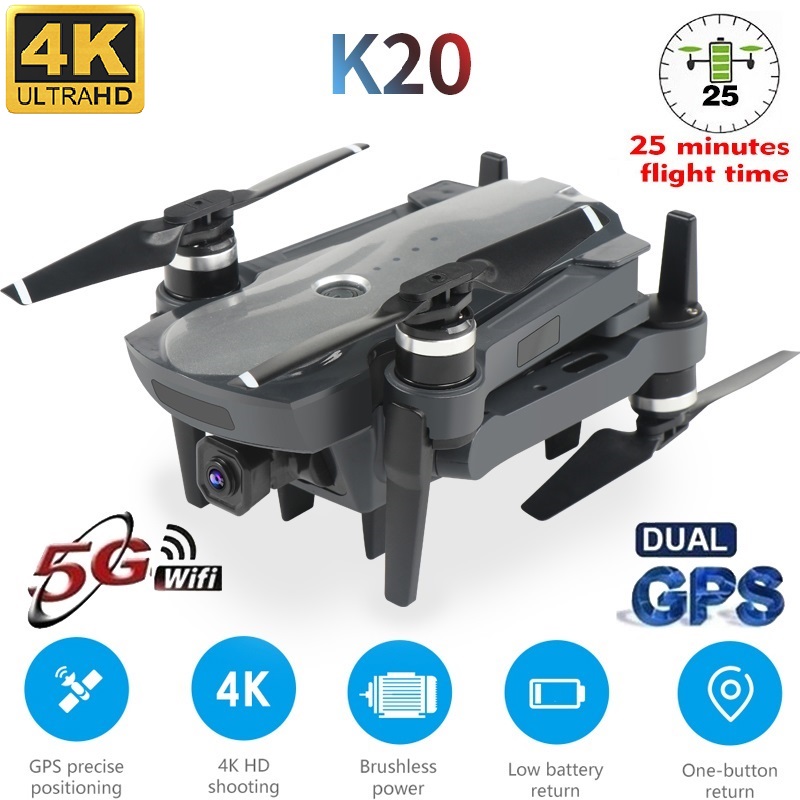 

LSRC Gps Drone K20 5G HD 4K Camera Professional 1800m Image Transmission Brushless Motor Foldable Quadcopter RC Dron Gift, K20 4k silver 1b epp