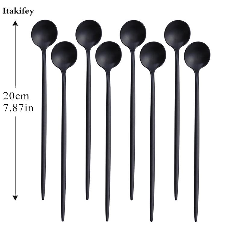 

6PCS Doughnut Spoon Fork Cake Coffee Dessert Ice Cream Stirring Thicken gold spoons travel cutlery Teaspoon flatware