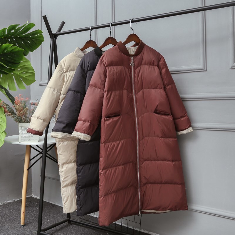 

2021 New Coat of the Women Ultra Light White Jackets with Hoodie Long Winter Sleeve Plus Female Size Loosened Down Jacket GRJE, Coffee