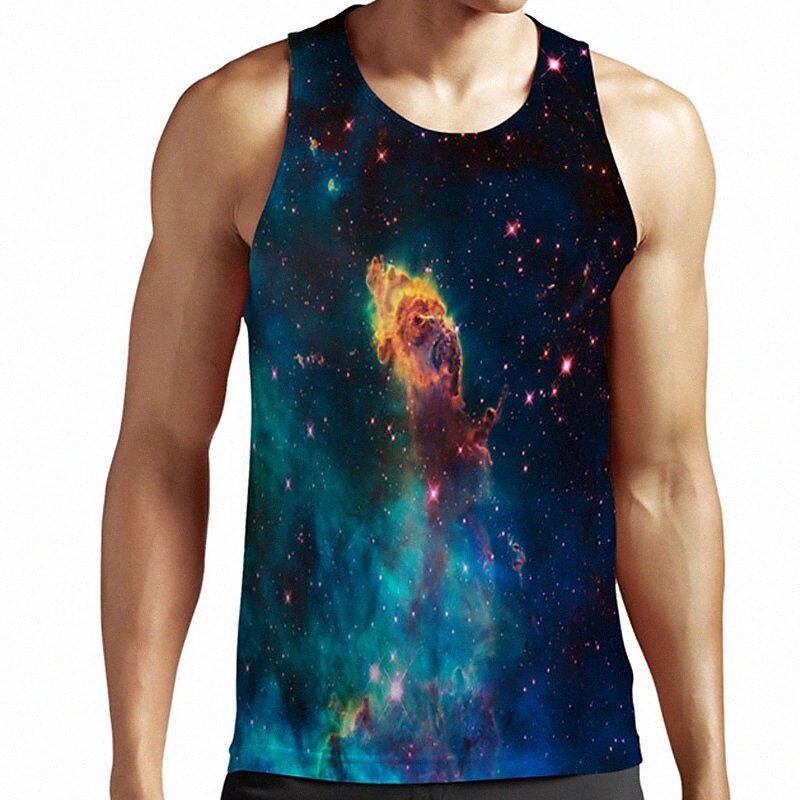 Men's Unisex Tank Top Undershirt 3D Print Galaxy Graphic Prints Plus Size Round Neck Casual Daily Print Sleeveless Tops Basic Designer Big a
