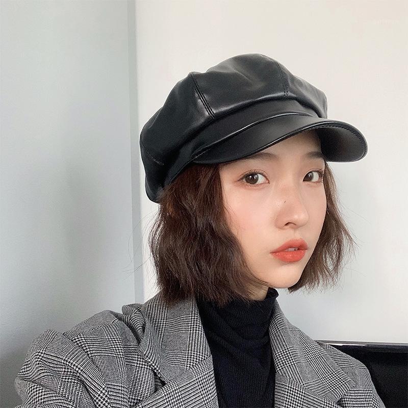 

Boina Masculina Boinas Para Mujer Black Pu Leather Hat Women Summer Thin Solid Color Flat Beret Chapeau Femme Kapelusz Hut Damen1