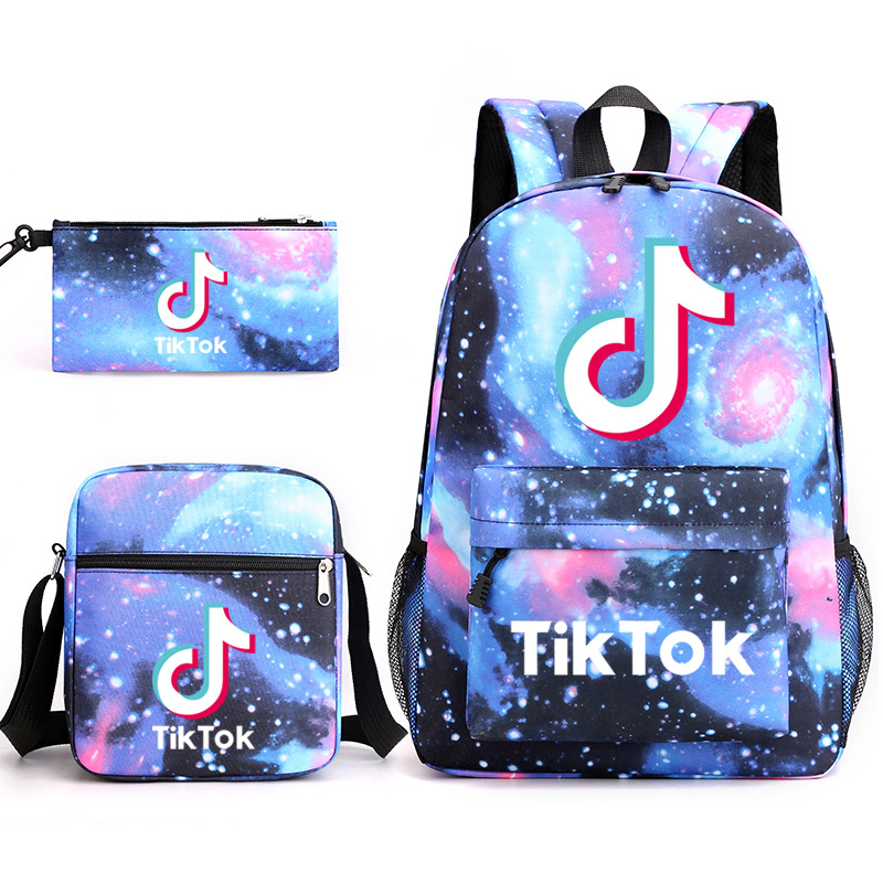 Oxford Travel Bag Leisure Shoulder Backpack Three Piece Set Bags TikTok Creative Design Backpack Outdoor Fashionable Schoolbag Breathable and Wearable