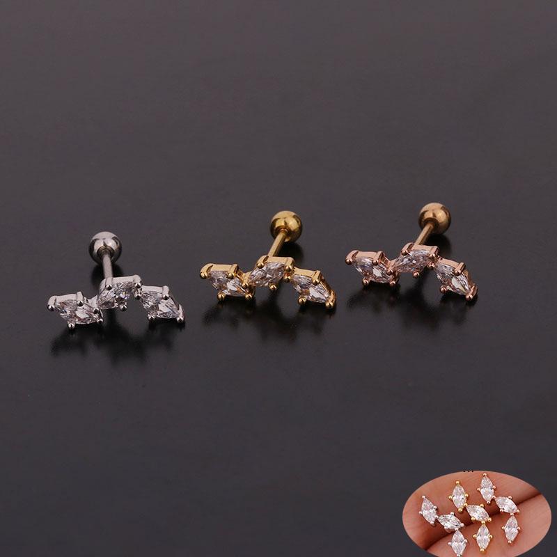

1 PCS Simple Small Zircon Copper Geometric Stud Earring Trendy Steel Round Ball Ear Cartilage Piercing Cuff Jewelry