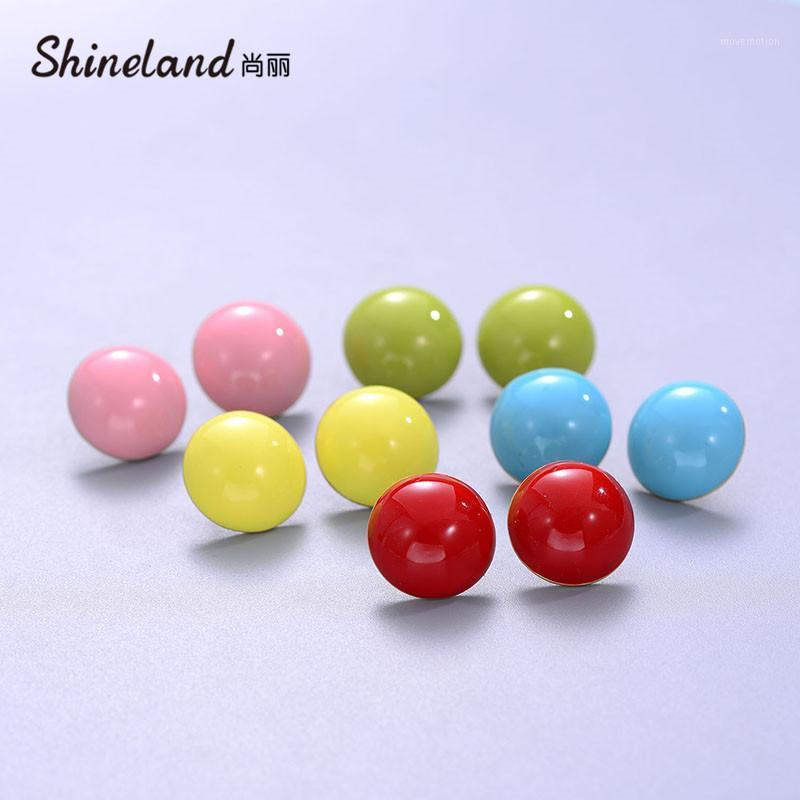

Shineland Candy Color Simple Oval Enamel Geometric Zinc Alloy Stud Earrings Fow Women Girl Trendy Exquisite Jewelry Gift1