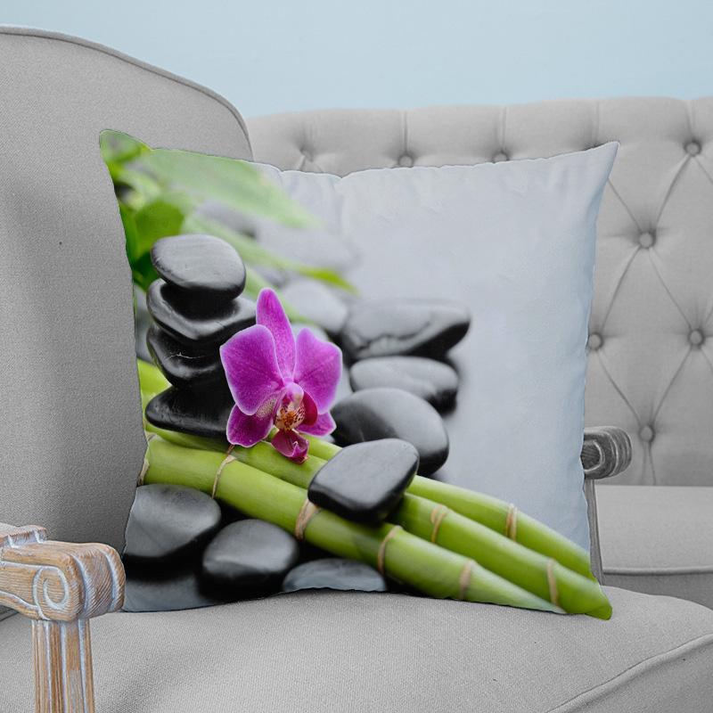 

Orchid Basalt Stone Bamboo Printed Throw Pillow Case Plush fabric Pillowcase Home Decorative Pillow Hot, As pic