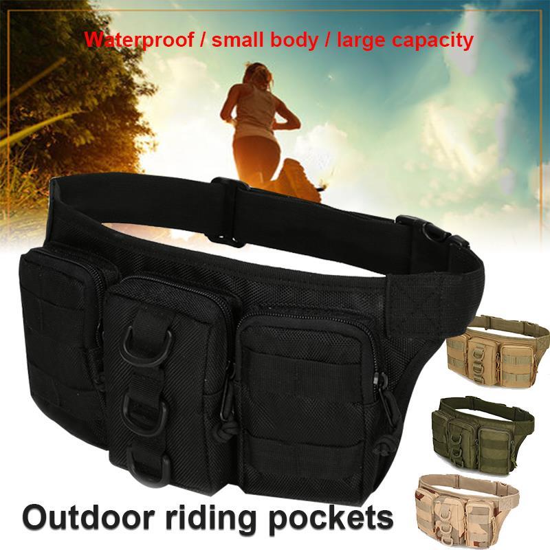 

Sports Pocket Portable Practical Polyester Fiber 4 Color Camping Backpack One Strap Shoulder Tactical Triple Pocket Outdoors, Balck