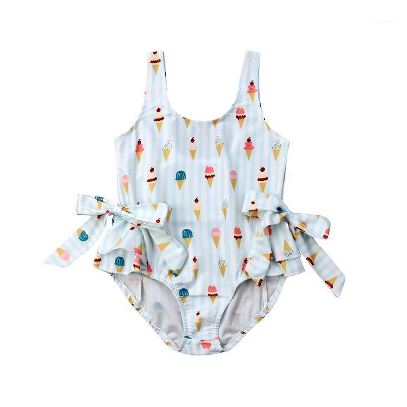 

2020 Brand New Toddler Kid Baby Girl Swimwear Ice Cream Bow Bikini Swimsuit Big Bowknot Swimming Clothes Bathing Suit 6M-5T1