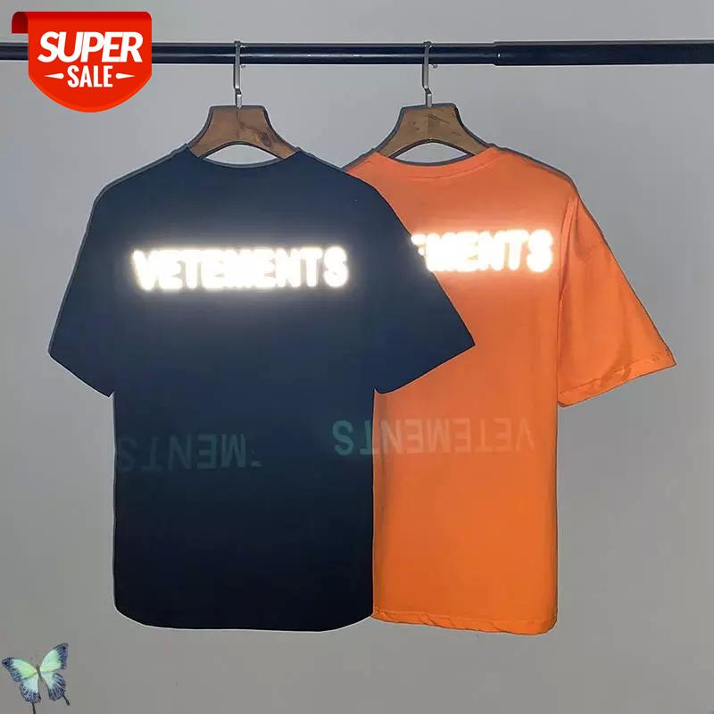 

Oversize Vetements Staff 3M Reflective Short-Sleeved T Shirt Orange Boys and Girls T-shirt VTM #Xi03, White;black