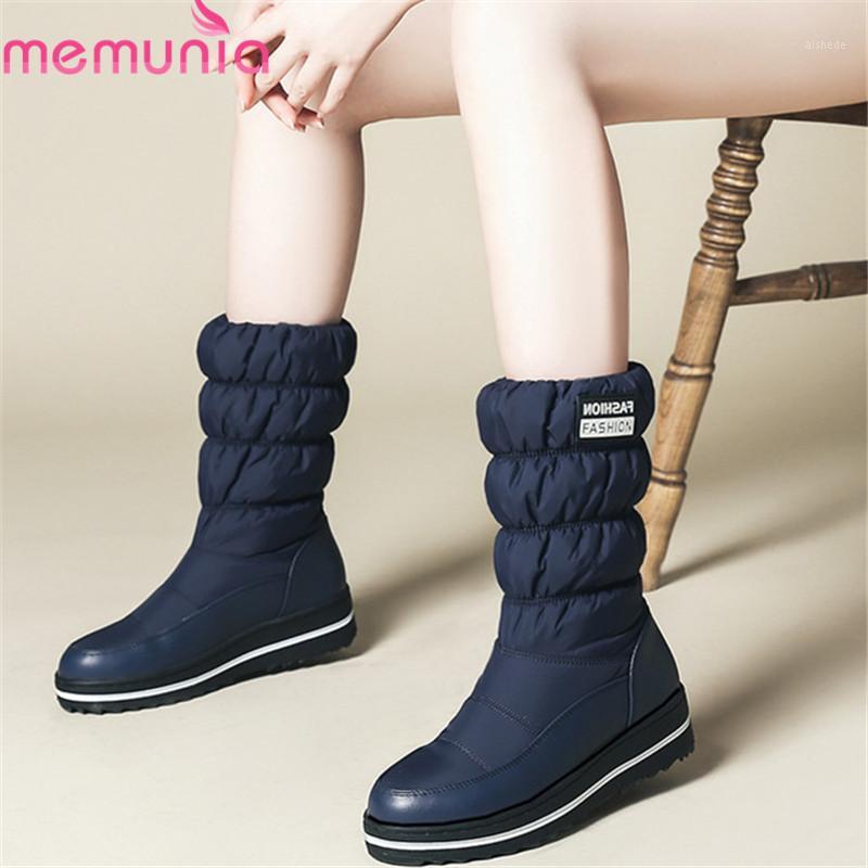 

MEMUNIA 2020 hot sale women ankle boots waterproof winter snow boots round toe warm wedges platform shoes woman plus size 441, Black