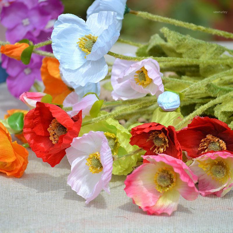 

Artificiais poppy flower wedding home decoration artificial bouquet plantas garden decoration decoracion para iglesia1, White