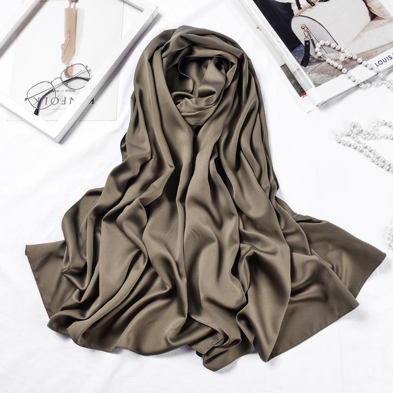 

Long Scarves Shawls Solid Color Silk Satin Hijab Scarf For Women Elegant Neck Scarf Female 70*190cm Big Poncho Scarfs For Ladies