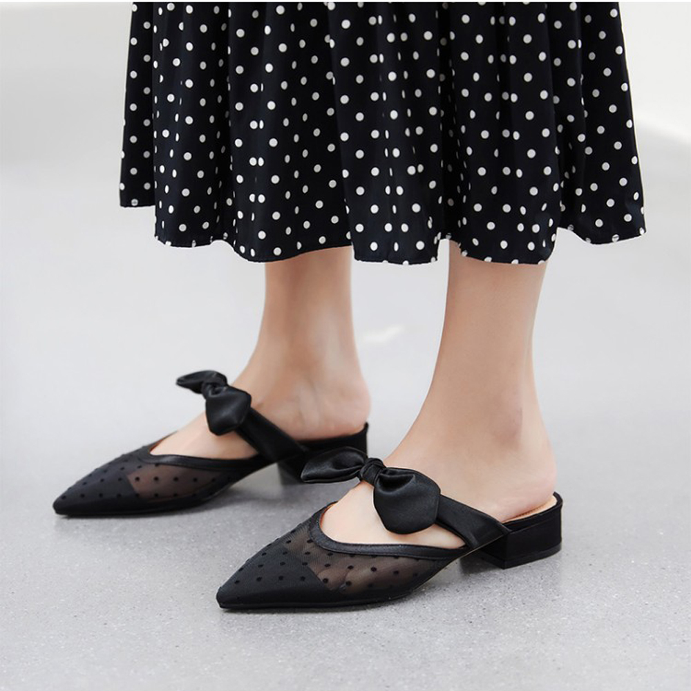 

2021 The New Crutches for Women Butterflies Knot Flats Shoes Slide Moccasins with No Up Toe Mule Slides Slippers Zolj, Black