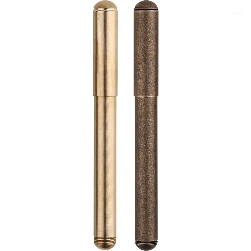 

Delike Students Handwriting Stationery School Fountain Pen Arts Smooth Ink With Box Threaded Cap Office Full Brass Calligraphy1, Red
