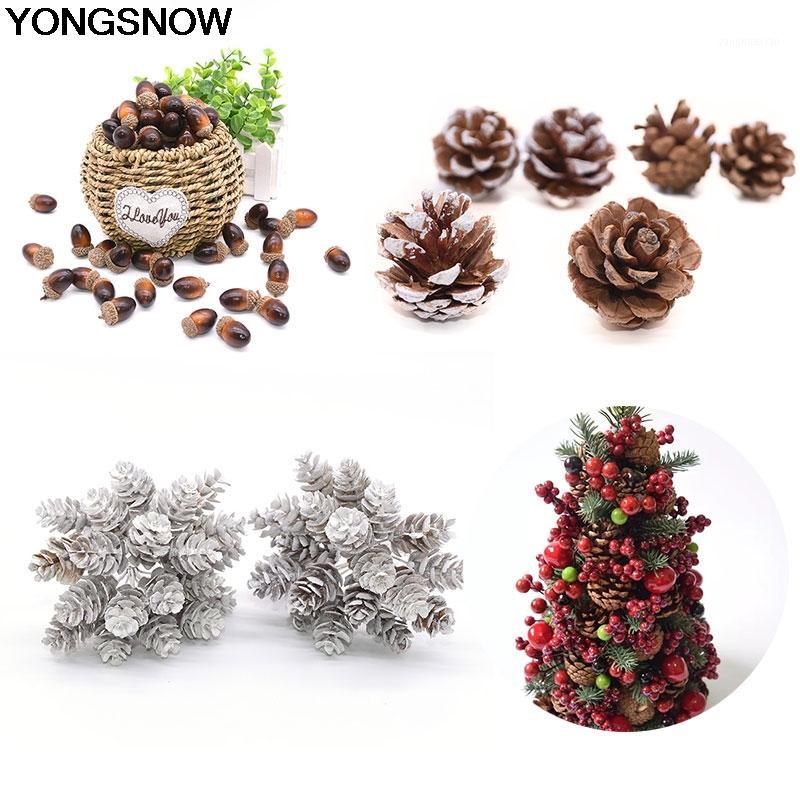 

20/50/100P Plastic Fake Artificial Oak Acorn Pine Cone Nuts Pinapple Grass Wedding Party Christmas Tree Decoration Xmas Ornament1