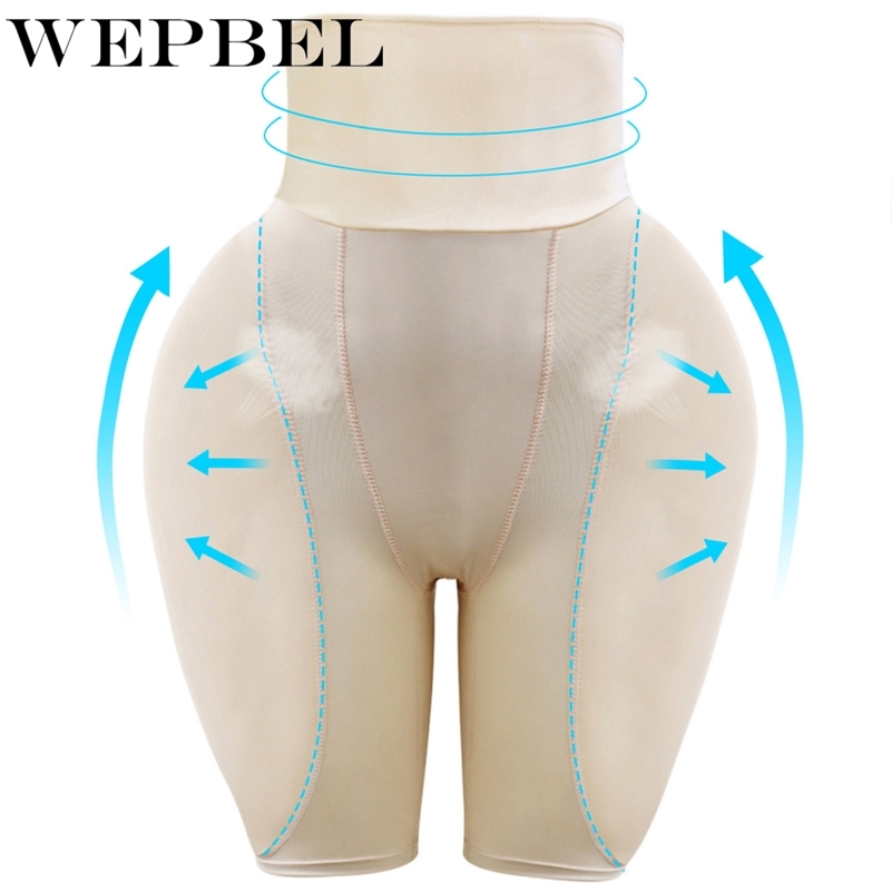 

WEPBEL High Waist Fengye Sponge Pad Shorts Panty Women Shapewear for Tummy Control Mid Thigh Body Shaper Bodysuit Shaping Y200706, Black