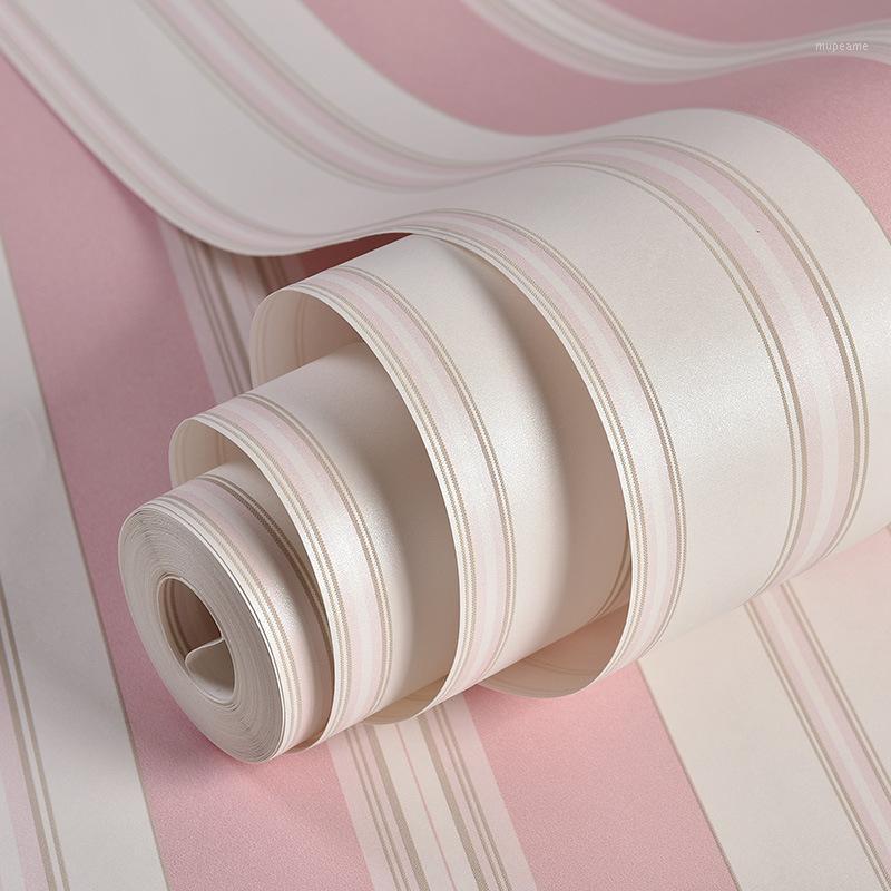 

Mediterranean stripe non woven wallpaper children's room pink blue vertical stripe wallpaper bedroom living room Y881, 8612