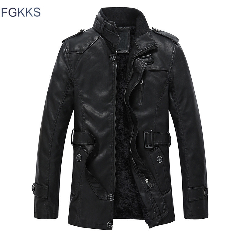 

FGKKS Brand New Men Leather Jacket Mens Washed Motorcycle Leather Jackets Coat Fashion Windproof Leather Jacket Male 201119, Yellow