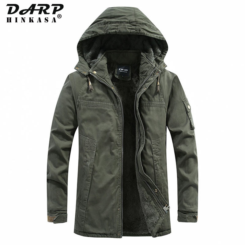 

DARPHINKASA Winter Warm Men Parkas Jackets New Military Parka Coat Velvet Thick Windproof Hooded Winter Jackets Men 201119, Red