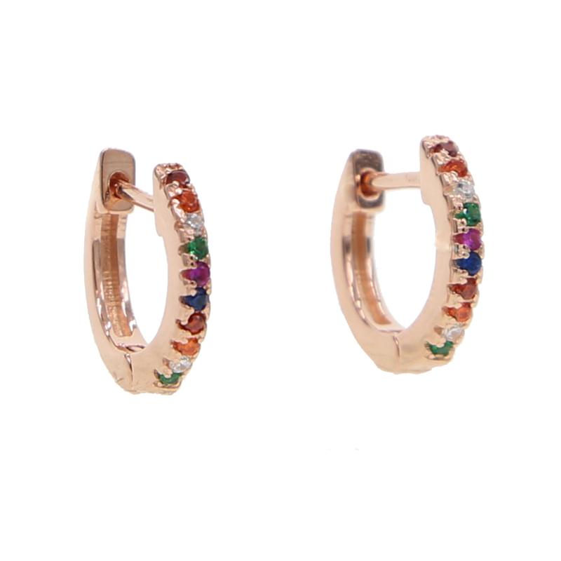 

Hoop & Huggie Fashion Micro Pave 925silver Rainbow Cz Earring Delicate Jewelry Gold Silver Color Cute Dainty Colorful Minimal Girl