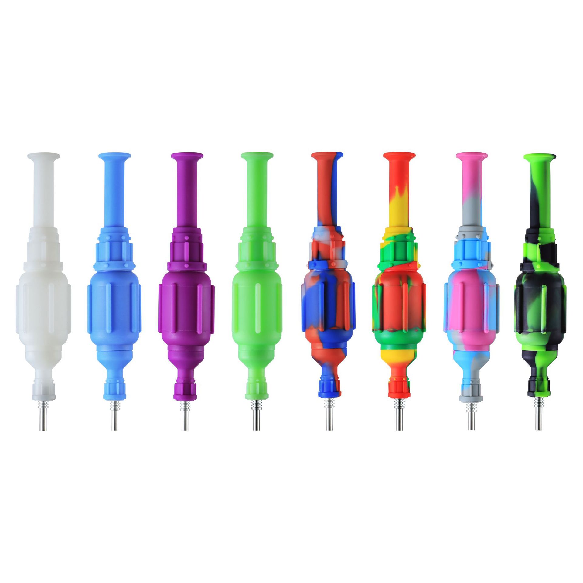 

7.8 inches Titanium alloy silicone suit Wax Container glass nector collector kit Metal Dabber high quality Smoking Pipe