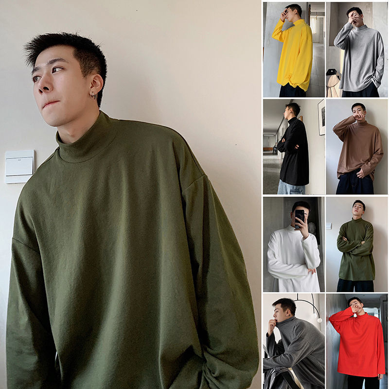 

2021 New PR Men's Solid Color Warm Sweatshirt Korean Streetwear Pullovers Hoodie Winter Casual Male Fashion Clothing ZO8I, Black