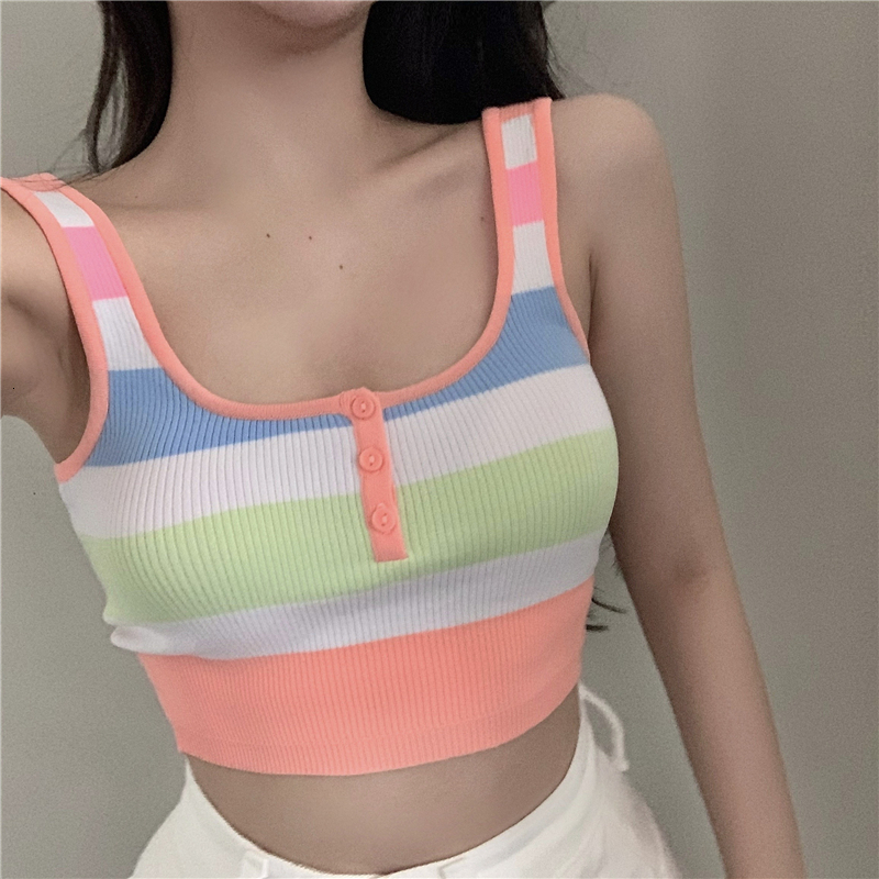 

2021 New Korean style sexy top female sweater will see sleeveless stripe tops of women (r98272) 5YQR, Same pictures