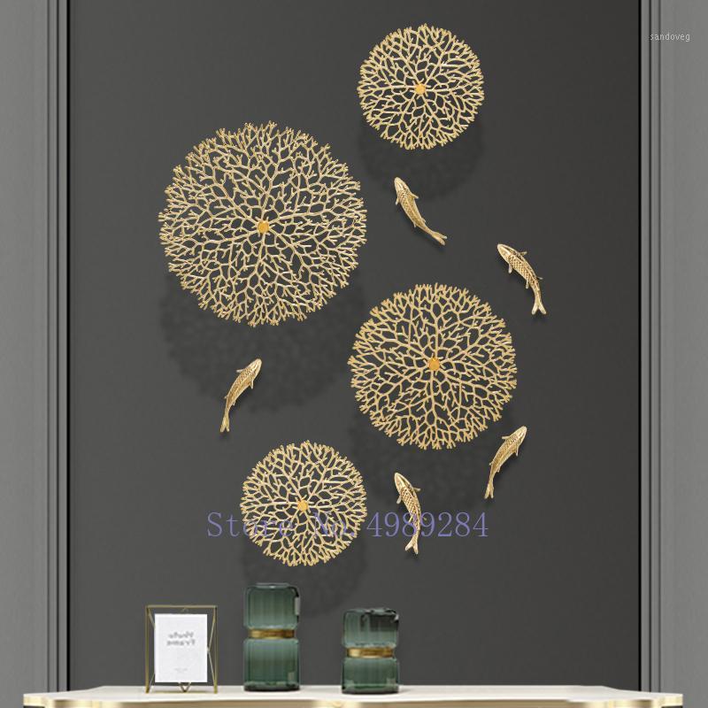 

Creativity Metal Copper Golden Wall Mount Background Wall Coral Chinese Style Carp Modern Home Decoration Kids Decoration1